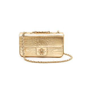 Bolsa Anne Em Couro Natural NEW CROCO GOLD