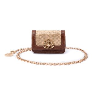 Nano Bolsa Em Palha Com Corrente Transversal - Forever Palha Damier Caramelo