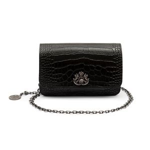 Bolsa Carteira Com Corrente Transversal - Forever NEW CROCO PRETO ONIX