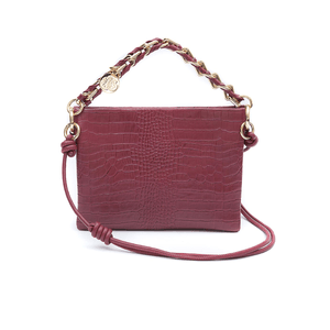 NEW CINDY EM COURO NEW CROCO BURGUNDY
