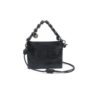 New Mini Cindy Em Couro NEW CROCO PRETO