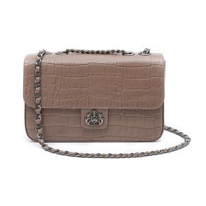 Bolsa Anne Jumbo em Couro Natural MAXI CROCO TAUPE