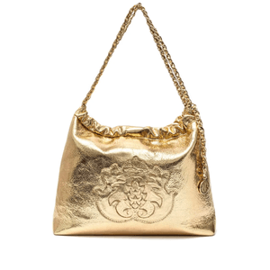 Bolsa Dayse Hobo Em Couro Metalizado Ouro