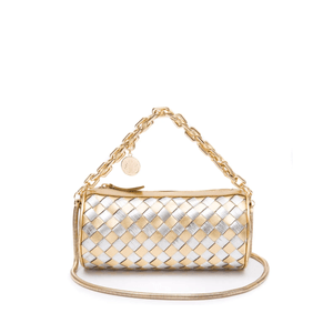 Bolsa Tressê Cilindro Ouro Prata