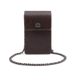 PHONE POUCH COM TAMPA EM COURO COBRA DARK