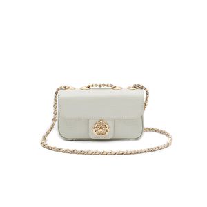 Mini Bolsa Anne Em Couro Natural New Croco Marshmallow Ouro