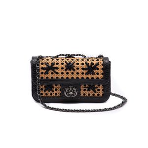 BOLSA ANNE EM PALHA INDIANA ESTELAR-PRETO