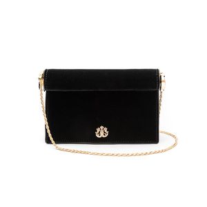 CLUTCH ROLL VELUDO CRISTAL NATURAL PRETO
