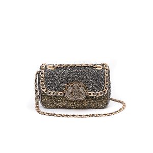 BOLSA MINI BAGUETE TWEED GLAM ROXY OURO