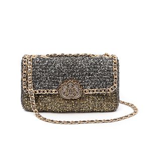 BOLSA BAGUETE TWEED GLAM ROXY OURO