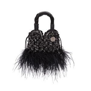 MINI TOTE GLAM PLUMAS PRETO