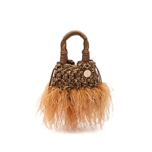 MINI TOTE GLAM PLUMAS OURO