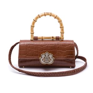 Bolsa Top Handle East West MAXI CROCO PECAN