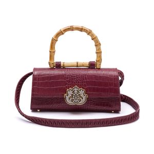 Bolsa Top Handle East West NEW CROCO BURGUNDY