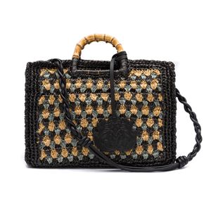 Bolsa Maxi Tote Crochê tricolor Preta