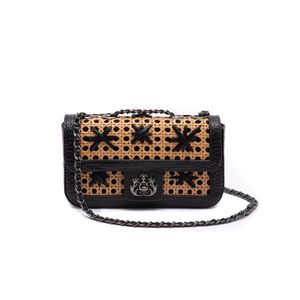 BOLSA ANNE EM PALHA INDIANA ESTELAR PRETO