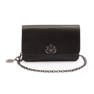 Bolsa Carteira com Corrente Transversal Forever CAVIAR PRETO