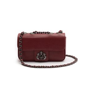 Mini Bolsa Anne Em Couro Natural CAVIAR CHERRY
