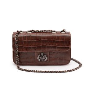 Bolsa Anne Em Couro MAXI CROCO PINHÃO