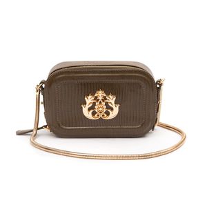 BOLSA DANCE EM COURO LIZARD OLIVA