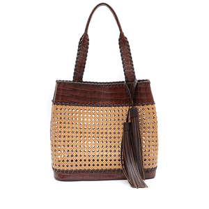 Bolsa Tote Palha Sextavada MAXI CROCO PINHAO
