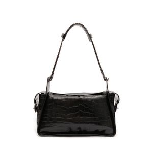 BOLSA ANNE HOBO MAXI CROCO PRETO