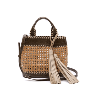 Bolsa Tote Palha Sextavada Média MAXI CROCO OLIVA