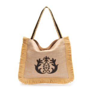 Bolsa Hobo Palha Franja PALHA COR NATURAL