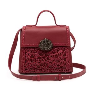 BOLSA ELIS TOP HANDLE CROCHÊ SOFT CHERRY RAFIA BURGUNDY