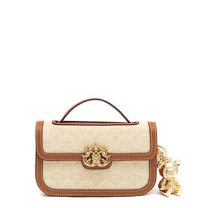 Bolsa Baguete Transversal Sirena Monograma Canvas CREME