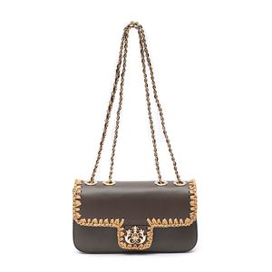 BOLSA ANNE COURO WASHED OLIVA CROCHÊ NATURAL