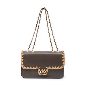 BOLSA ANNE JUMBO COURO WASHED OLIVA CROCHÊ NATURAL