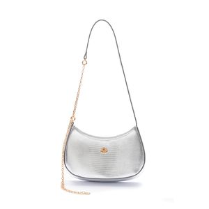 BOLSA FOREVER SHOULDER BAG NEW CROCO LIZARD PRATA OURO