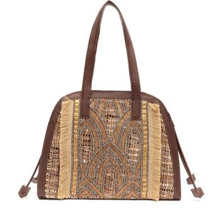 BOLSA TOTE TAPEÇARIA BORDADA OURO