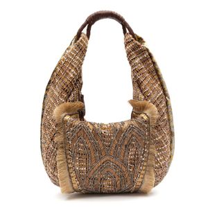 BOLSA MAXI HOBO TAPEÇARIA BORDADA OURO