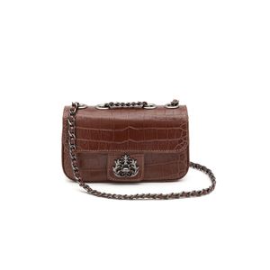 Mini bolsa Anne em Couro New Croco Brownie Onix