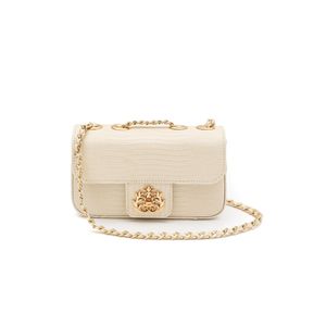 Mini bolsa Anne em Couro Lizard Vanilla Ouro